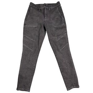 Express Skinny High Rise Jeans Black Wash Moto Style Womens 4 Short